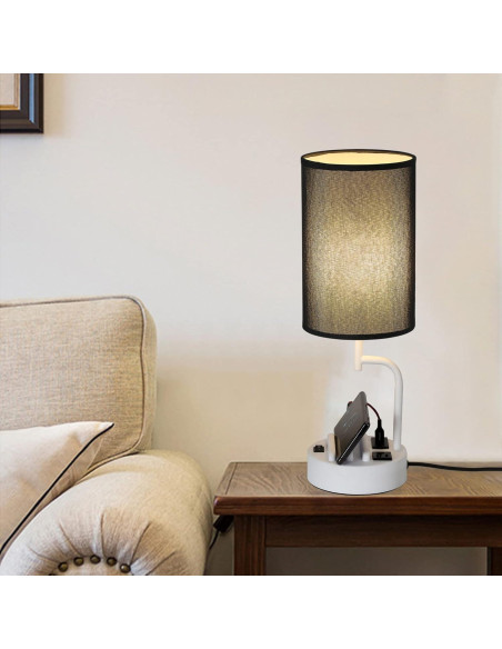 Lámpara de Mesa Dreamholder con 3 Puertos USB y Toma de Corriente