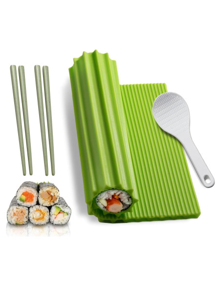 Kit de Hacer Sushi Shofilt con Alfombrilla de Silicona Verde