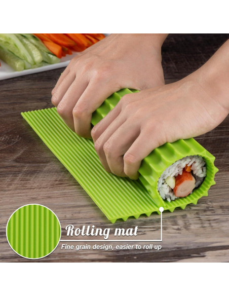Kit de Hacer Sushi Shofilt con Alfombrilla de Silicona Verde