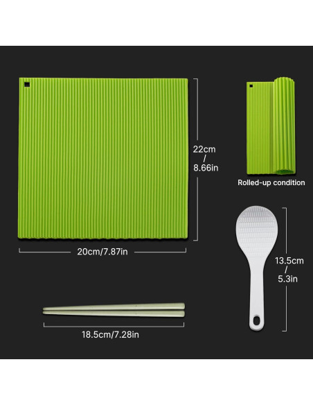 Kit de Hacer Sushi Shofilt con Alfombrilla de Silicona Verde