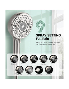 Cabezal de Ducha Filtrado SunCleanse con 9 Modos y Filtro 2