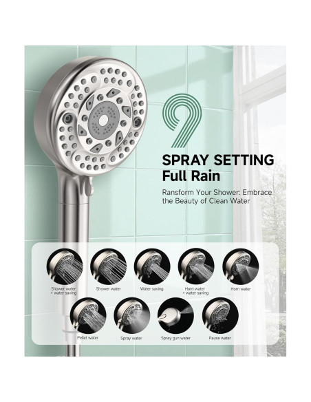 Cabezal de Ducha Filtrado SunCleanse con 9 Modos y Filtro