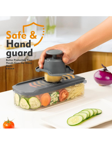 Cortador de Verduras Cutesun 6 en 1 con Contenedor 1L - Gris