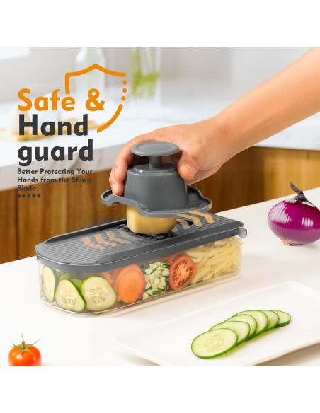 Cortador de Verduras Cutesun 6 en 1 con Contenedor 1L - Gris