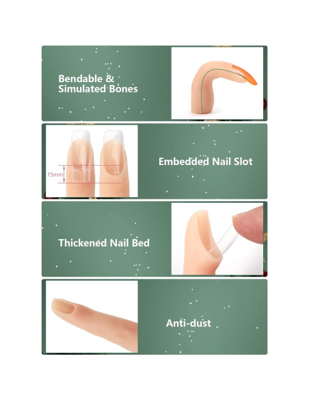 Dedos de Silicona para Práctica de Uñas DECINIEE - 2 Piezas