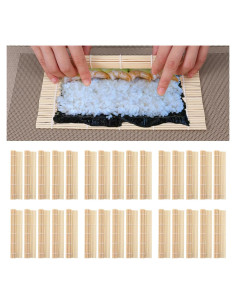 Kit de 30 Estera de Sushi de Bambú Tobeelec 24x24 cm