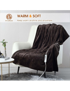 Manta eléctrica calefaccionada JIAMEIDING 127x152 cm Marrón 2