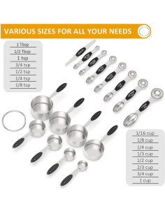 Conjunto de Tazas y Cucharas Medidoras Wildone 16 Piezas Acero Inoxidable 2