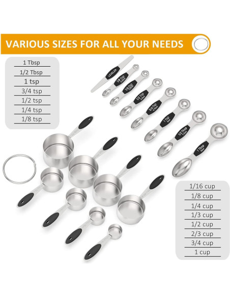 Conjunto de Tazas y Cucharas Medidoras Wildone 16 Piezas Acero Inoxidable