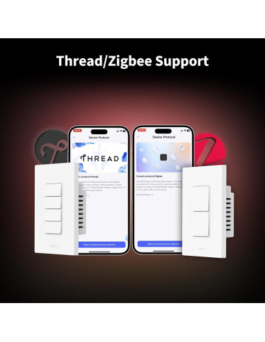 Interruptor de Luz Inteligente Aqara H2 2 Botones 1 Canal