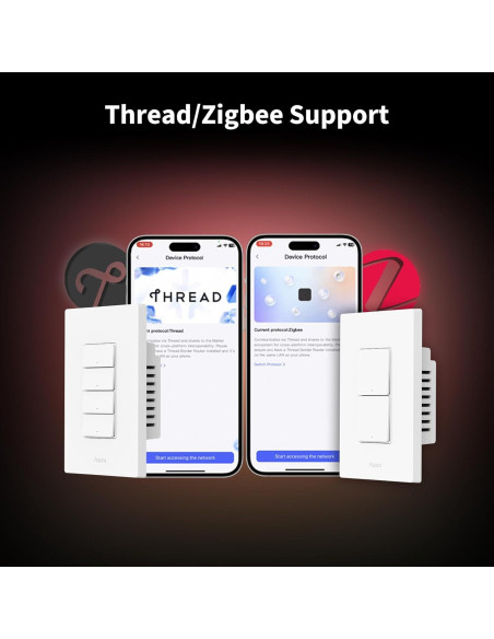 Interruptor de Luz Inteligente Aqara H2 2 Botones 1 Canal