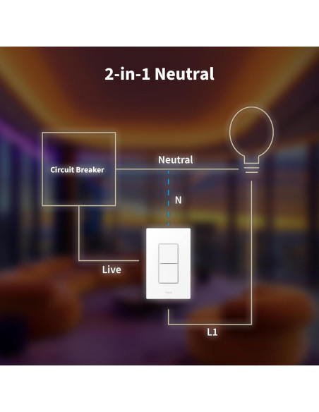 Interruptor de Luz Inteligente Aqara H2 2 Botones 1 Canal