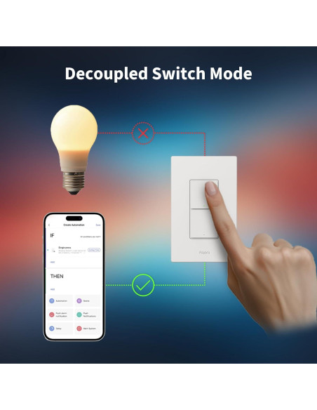 Interruptor de Luz Inteligente Aqara H2 2 Botones 1 Canal