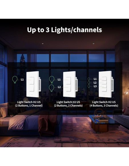 Interruptor de Luz Inteligente Aqara H2 2 Botones 1 Canal