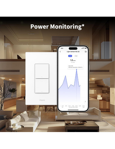 Interruptor de Luz Inteligente Aqara H2 2 Botones 1 Canal