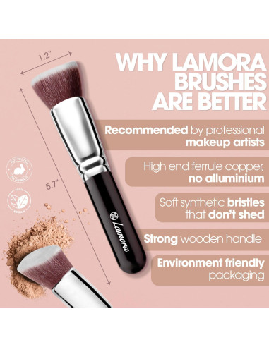 Brocha Kabuki de Fundación Lamora - Aplicación Plana 15cm