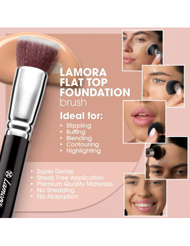 Brocha Kabuki de Fundación Lamora - Aplicación Plana 15cm