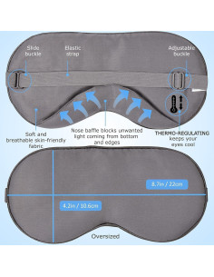 Máscara para dormir Seda Vegana Gris Oscuro 21.5x10.5cm 2