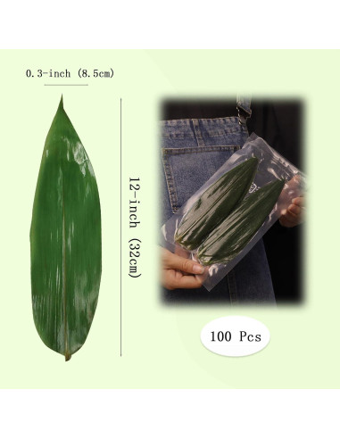 100 Pcs Plato de Sushi de Hoja de Bambú Fresca AQUGOO 30.48x7.62 cm
