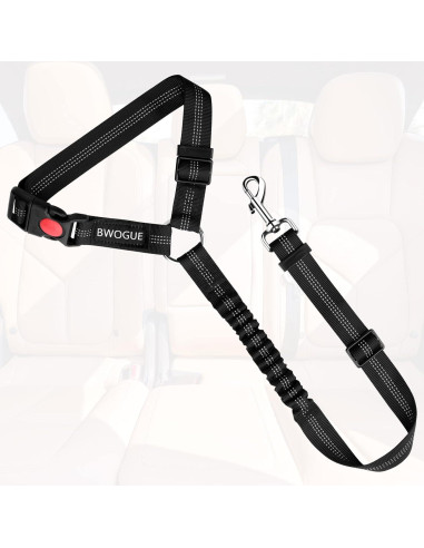 Cinturón de Seguridad para Mascotas BWOGUE Ajustable Negro