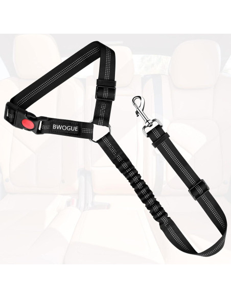 Cinturón de Seguridad para Mascotas BWOGUE Ajustable Negro