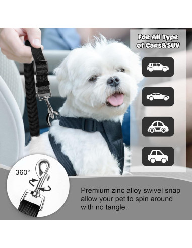 Cinturón de Seguridad para Mascotas BWOGUE Ajustable Negro