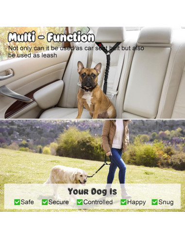 Cinturón de Seguridad para Mascotas BWOGUE Ajustable Negro