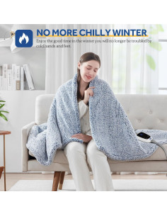 Manta eléctrica Sealy 50x60 cm Sherpa azul con 6 niveles 2