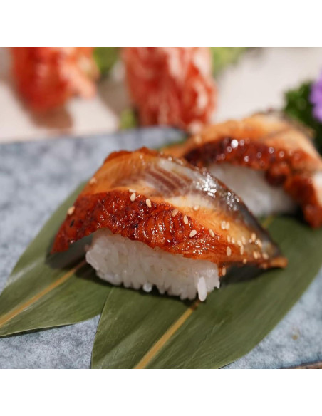 100 Pcs Plato de Sushi de Hoja de Bambú Fresca AQUGOO 30.48x7.62 cm