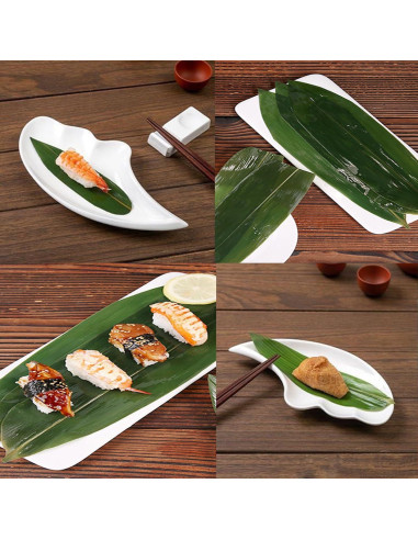 100 Pcs Plato de Sushi de Hoja de Bambú Fresca AQUGOO 30.48x7.62 cm