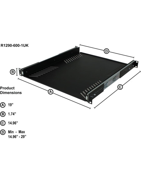 Bandeja Deslizante Extra Profunda Penn-Elcom 1U Rack 38.1cm
