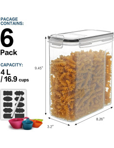 Juego de 6 Contenedores Herméticos MCIRCO 4L para Alimentos 2