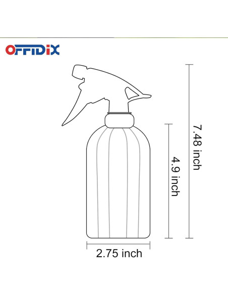 Botella de Spray de Vidrio OFFIDIX 0.4L Boquilla Ajustable
