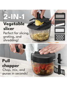 Picador de Alimentos Manual LEBENLANG 737 g Libre de BPA 2