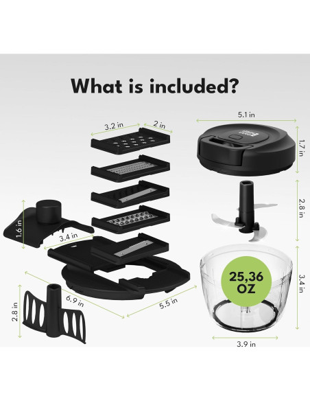 Picador de Alimentos Manual LEBENLANG 737 g Libre de BPA