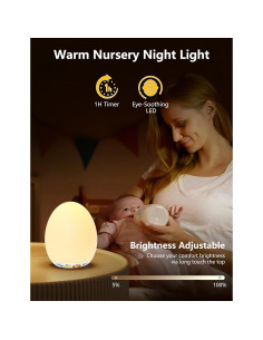 Luz Nocturna MediAcous LED Ovalada Táctil 7 Colores para Bebés 2