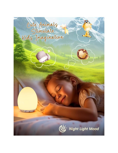 Luz Nocturna MediAcous LED Ovalada Táctil 7 Colores para Bebés