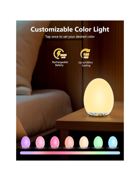 Luz Nocturna MediAcous LED Ovalada Táctil 7 Colores para Bebés