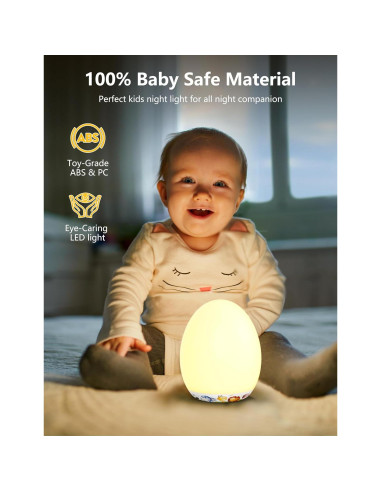 Luz Nocturna MediAcous LED Ovalada Táctil 7 Colores para Bebés