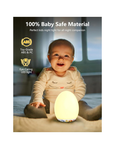 Luz Nocturna MediAcous LED Ovalada Táctil 7 Colores para Bebés