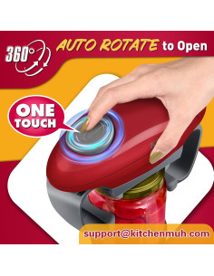 Abridor de Tarros Eléctrico KITCHENMUH Rojo Automático 2