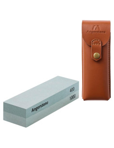 Piedra de Afilar Portátil Angerstone 400/1000 con Funda de Cuero