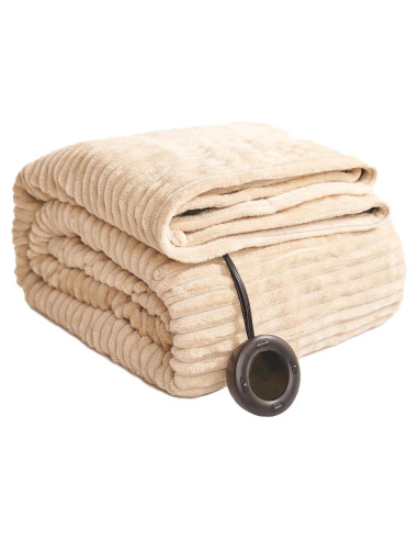 Manta Calentada Eléctrica HOMISPRITE Individual Beige 157.5x213.4cm