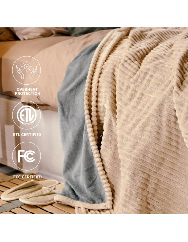 Manta Calentada Eléctrica HOMISPRITE Individual Beige 157.5x213.4cm