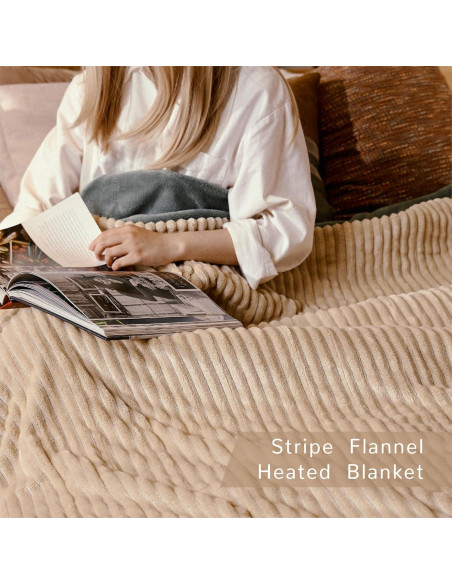 Manta Calentada Eléctrica HOMISPRITE Individual Beige 157.5x213.4cm