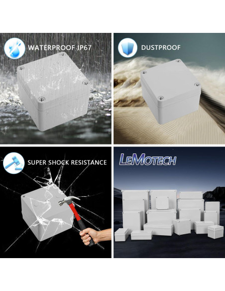 Caja de Conexiones IP67 LeMotech 100x100x75mm Gris