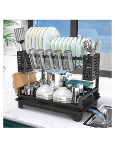 Estante para Secar Platos B-Land 2 Niveles con Drenaje Automático