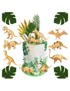 Decoraciones de Pastel Dinosaurio Dorado 16 Piezas BANBALLON