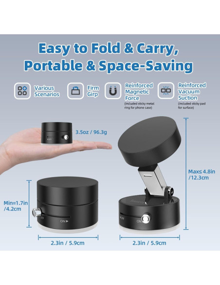 Soporte Magnético para Teléfono Easvorix con Ventosa y Anillos