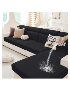 Fundas de Cojín Impermeables Hyha para Sofá - 2 Piezas Negras